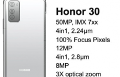 荣耀30点泄漏到类似P40的相机上 包括类似的50MP主传感器