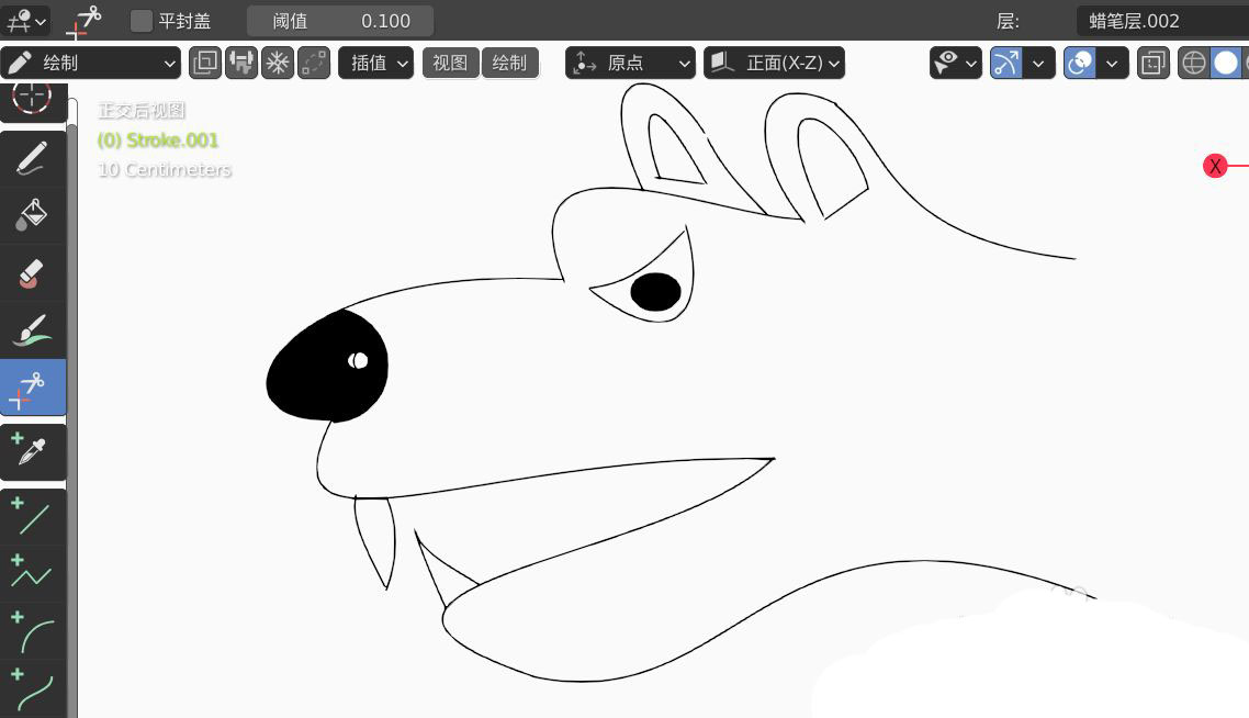 blender怎么画一个狼头2D简图模型，blender榔头简笔画的画法插图9