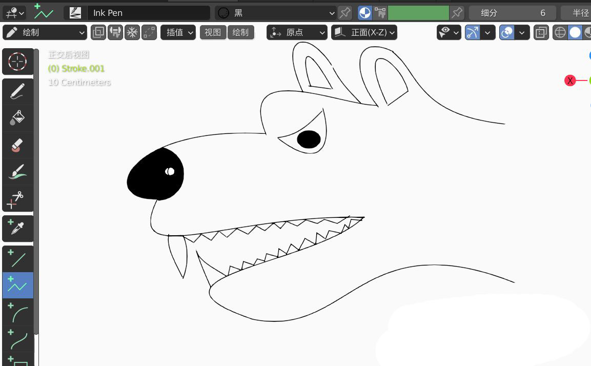 blender怎么画一个狼头2D简图模型，blender榔头简笔画的画法插图10