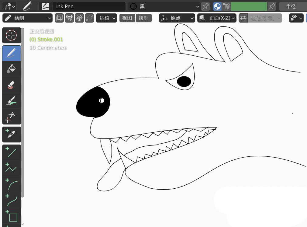 blender怎么画一个狼头2D简图模型，blender榔头简笔画的画法插图11