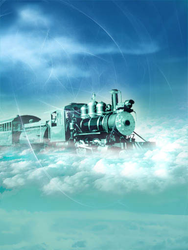 PS合成火车行驶在云端上插图13